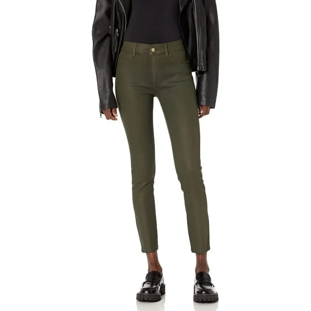 DL1961 Florence Intasculpt Skinny Zip Ankle Mid-Rise‎ Jeans Green 24